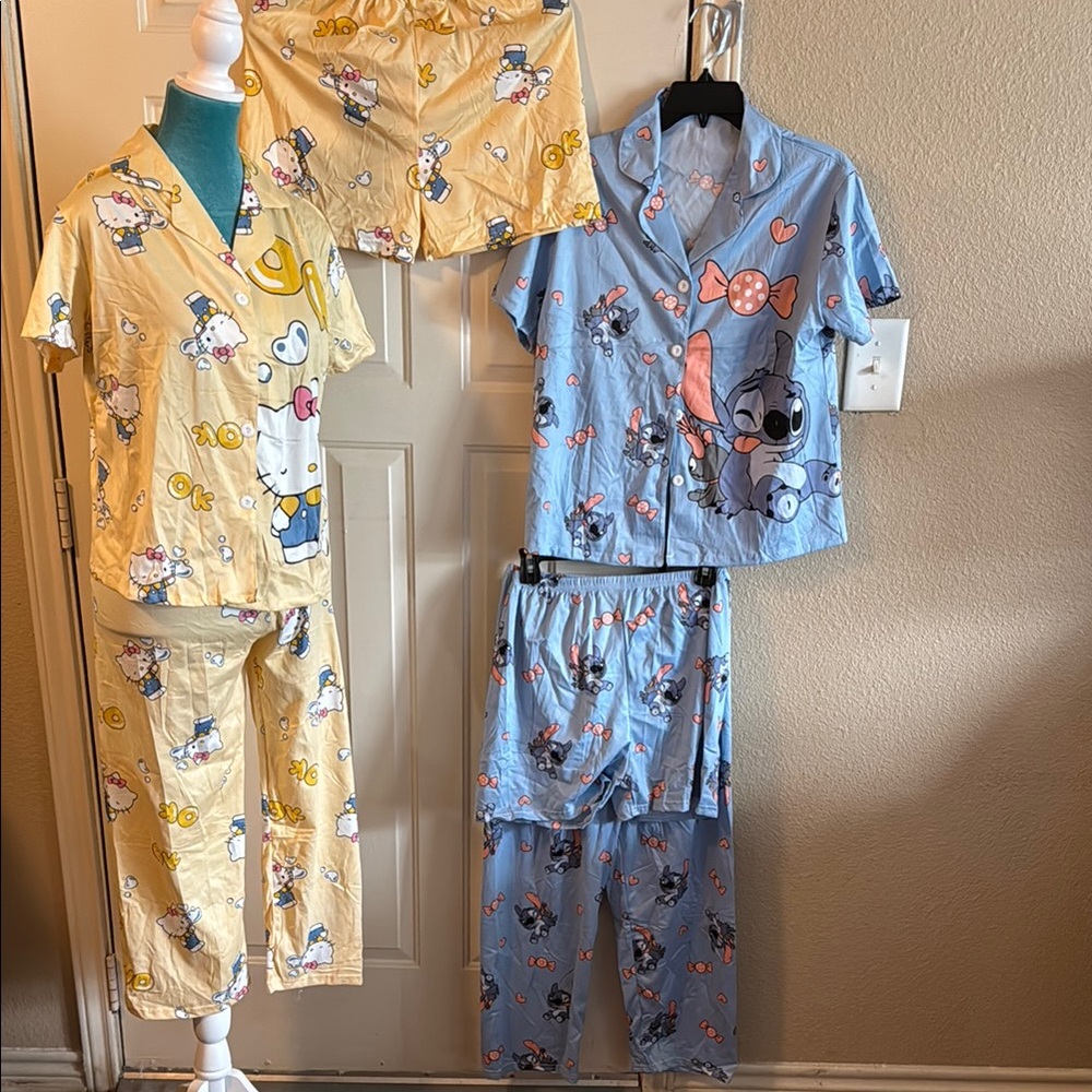 Kids Cartoon Pajamas Set - Yellow and Blue